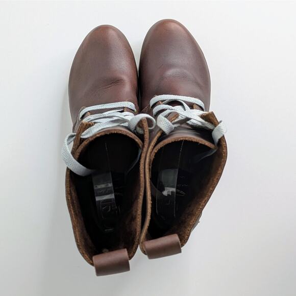 No. 6 Store Ankle Boots 37 Brown Leather Lace Up Wedge Bohemian Scandi Chic - Picture 11 of 15